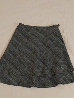 Karen Scott Blue-Gray Tweed A-Line Skirt